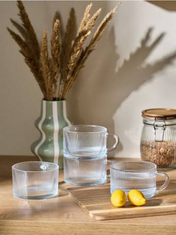 Рифлені келихи, 4 шт. - білий