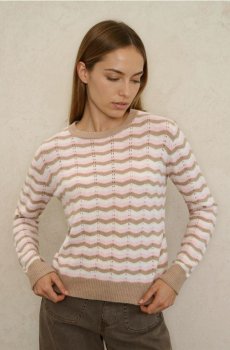 Ажурний светр у смужку - різнобарвний