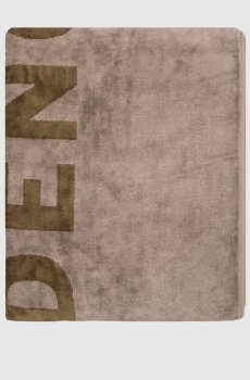 Серое махровое двустороннее полотенце с узором логотипа