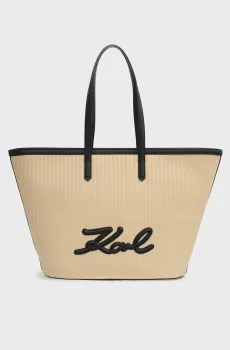 Женская бежевая сумка SIGNATURE RAFFIA MD TOTE Бежевый ONESIZE Karl Lagerfeld B2W30088