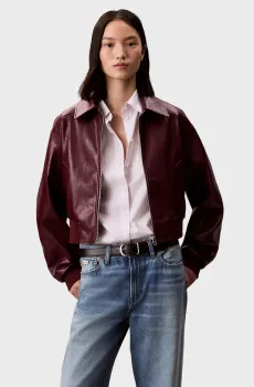 Женская бордовая куртка A-Cropped Crinkle Faux Leather B Бордовый XS Calvin Klein Jeans LV047C518G