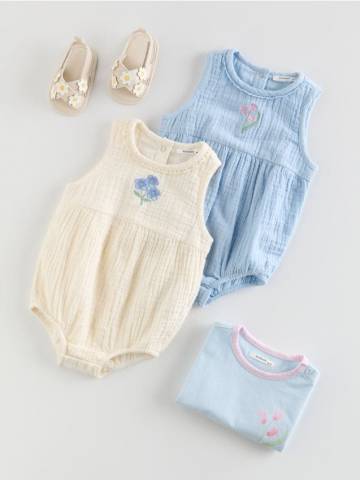 Reserved - Боді з мусліну з вишивкою - кремовий - 882CY-01X Reserved - Боді з мусліну з вишивкою - кремовий - 882CY-01X