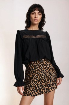 Спідниця-шорти з віскози з леопардовим принтом - різнобарвний