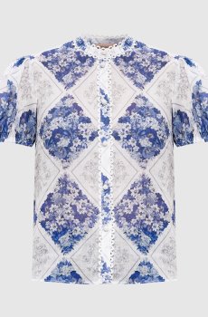 Белая блуза в цветочный принт