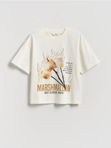 Reserved - Бавовняна футболка з принтом - кремовий - 998FG-01X Reserved - Бавовняна футболка з принтом - кремовий - 998FG-01X