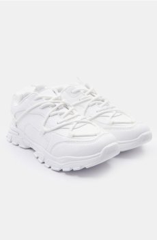 Кросівки з шнурівкою з екошкіри - білий