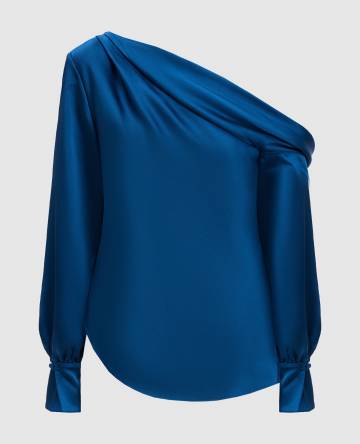 Синяя блузка Alice на одно плечо