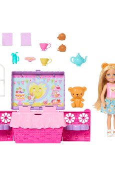 Игровой набор Barbie Чайная вечеринка с куклой Челси, с аксессуарами, от 3 лет, 14 см (JJB40)