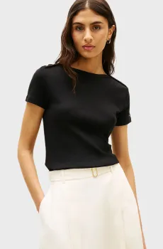 Женская черная футболка GOLD BUTTON Черный S Tommy Hilfiger WW0WW49250