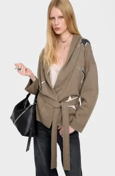 Женский бежевый шерстяной кардиган Alpa Бежевый XS-S ZADIG&VOLTAIRE KWCO01538_LATTE