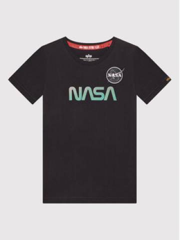 Alpha Industries Футболка Nasa Rainbow Reflective 198718RR Чорний Regular Fit Alpha Industries Футболка Nasa Rainbow Reflective 198718RR Чорний Regular Fit