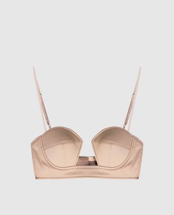 Бежевый топ-бралет с фигурным вырезом