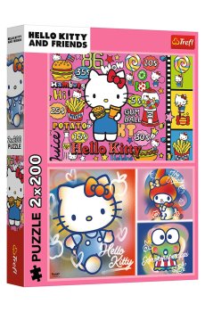 Пазлы Trefl Hello Kitty Приветствую Китти и друзей, 41*27.5 см, 2*200 элементов (13336)