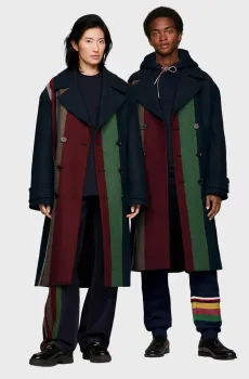 Темно-синее пальто с узором Tommy x Pendleton (унисекс) Синий XS Tommy Hilfiger MW0MW34027