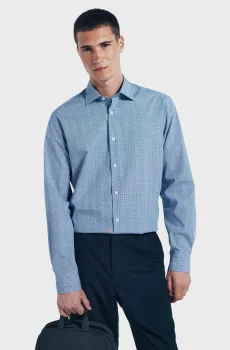 Мужская голубая рубашка в клетку Голубой M SPRINGFIELD 1502914