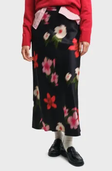 Женская черная юбка с узором MIDI FLORAL PRINT A-LINE Черный 36 Gant 4400158