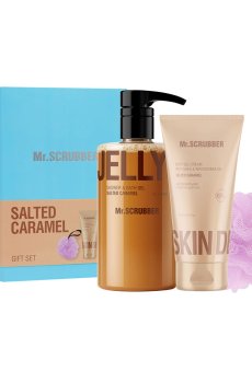 Подарочный набор Mr.Scrubber Salted Caramel (гель для душа, 500 мл + увлажняющий крем-гель для тела, 150 мл + мочалка, 1 шт)
