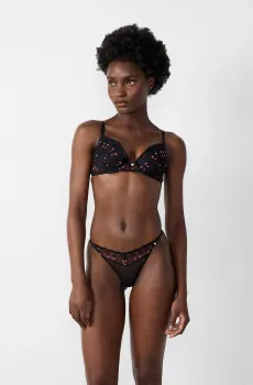 Женский черный бюстгальтер пуш-ап глубокое декольте CONQUETE Черный 80C Etam 6551153