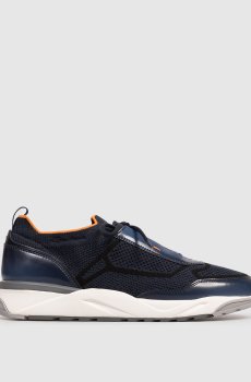 Синие комбинированные кроссовки с логотипом