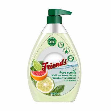 Средство для мытья посуды Friends Pure Scents Грейпфрут и бергамот, 900 г Средство для мытья посуды Friends Pure Scents Грейпфрут и бергамот, 900 г