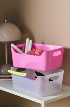 Коробка для зберігання з ручками - рожевий