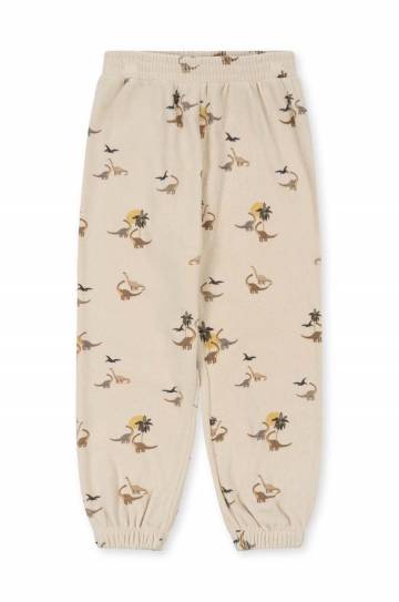 Детские хлопковые штаны Konges Sløjd цвет бежевый с принтом