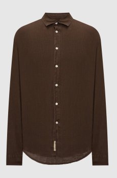 Коричневая рубашка из льна