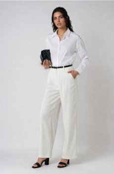Штани palazzo з домішкою льону - білий