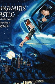 Картина за номерами Ідейка Harry Potter Політ на авто з фарбами металік 40 х 50 (KHO8719)