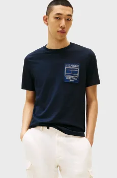 Мужская темно-синяя футболка HILFIGER OUTLINE FLAG Синий M Tommy Hilfiger MW0MW38634
