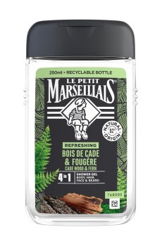 Мужской гель для душа 4 в 1 Le Petit Marseillais Body, Hair, Face & Beard Shower Gel Можжевельник и экстракт папоротника, 250 мл
