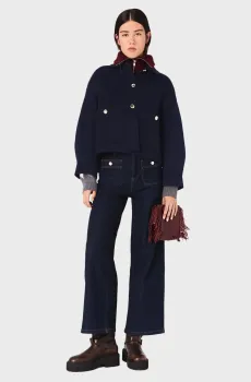Женская темно-синяя шерстяная куртка Синий 34 MAJE MFPOU01417_Navy