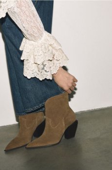 Reserved - Шкіряні черевики на підборах - золотисто-коричневий - 913FE-82X