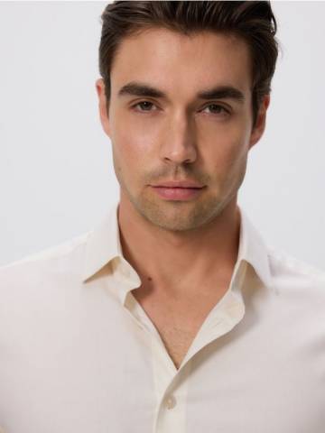 Reserved - Приталена сорочка з єгипетської бавовни - білий - 763EH-00X