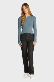 Женский голубой джемпер WOVEN LABEL HENLEY SWEATER Голубой S Calvin Klein Jeans J20J224813