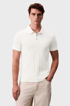 Мужское белое поло с узором MERCERIZED Белый M Calvin Klein LV04LE203G