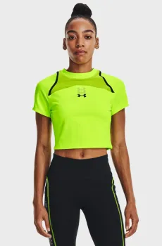Женский салатовый топ UA Run Anywhere Crop SS Салатовый M Under Armour 1376816-369