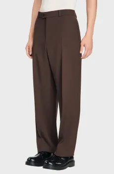 Мужские коричневые шерстяные брюки Коричневый 38 Sandro SHPPA01892_Chocolate