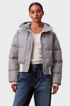 Женский серый пуховик с узором INSULATED Серый L Calvin Klein Jeans LV044D516G