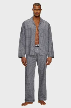 Мужская серая пижама в клетку (рубашка, брюки) SET-PAUL-D-CORE Серый S Diesel A19355 0CEBX