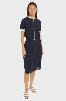 Женское темно-синее платье RIB TRIM SS KNEE DRESS Синий S Tommy Hilfiger WW0WW41596