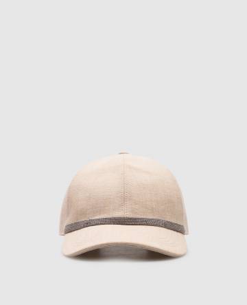 Бежевая кепка из льна с цепочкой мониль Бежевая кепка из льна с цепочкой мониль