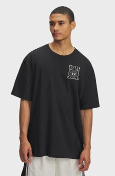 Мужская черная футболка UA M HWT OS Hoops Courtside Черный M Under Armour 6003686-001