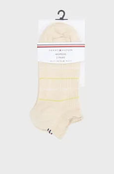 Женские бежевые носки (2 пары) SNEAKER RIB STRIPE Бежевый 35-38 Tommy Hilfiger 701238776