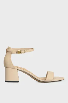Женские бежевые кожаные босоножки LEATHER ANKLE STRAP HEEL Бежевый 37 Tommy Hilfiger FW0FW08673