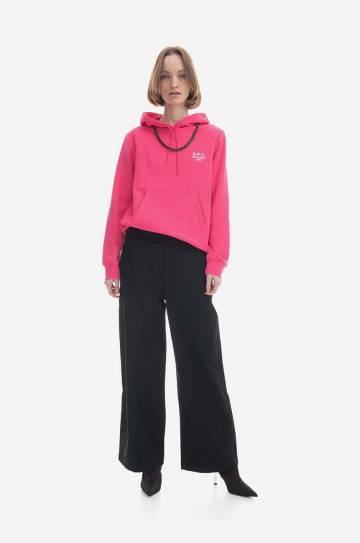 Хлопковая кофта A.P.C. Hoodie Manuela женская цвет розовый с капюшоном с аппликацией COEZD.F27760-OFFWHITE Хлопковая кофта A.P.C. Hoodie Manuela женская цвет розовый с капюшоном с аппликацией COEZD.F27760-OFFWHITE