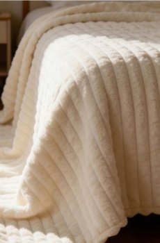 Покривало на ліжко з ребристою фактурою - кремовий