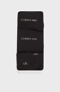 Женские черные носки (3 пары) GIFTBOX GRID AOP Черный ONESIZE Calvin Klein 701235368