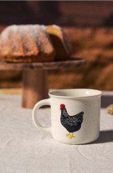 Керамічне горня з принтом курки - білий