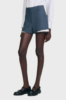 Женские синие шорты в полоску Синий 40 Sandro SFPSH00544_Blue